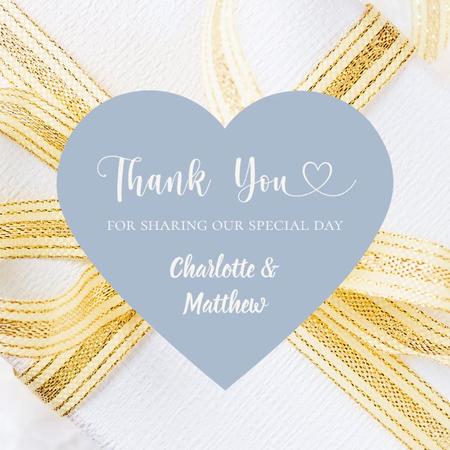 Thank you sharing our day dusty blue wedding Herz-Aufkleber (Von Creator hochgeladen)