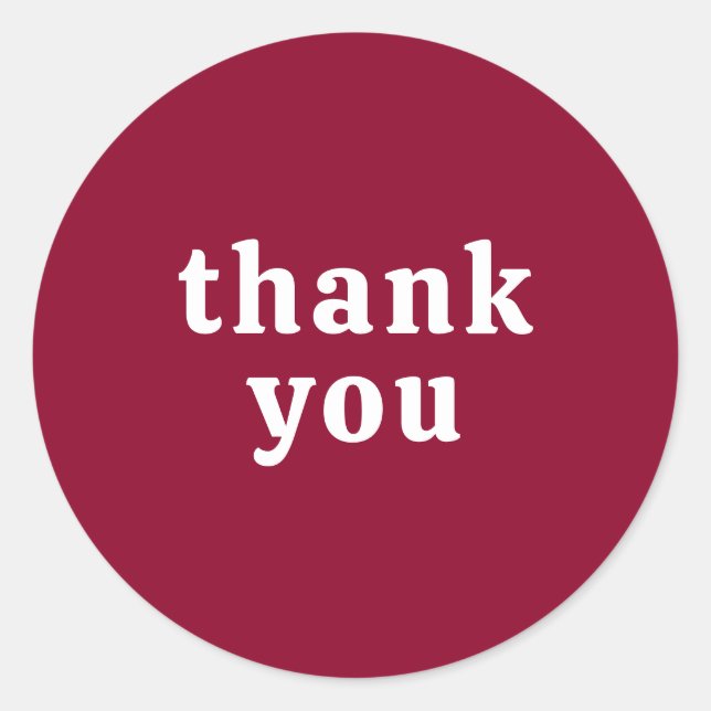 Thank You Simple Retro Font Wedding Berry Red Runder Aufkleber (Vorderseite)