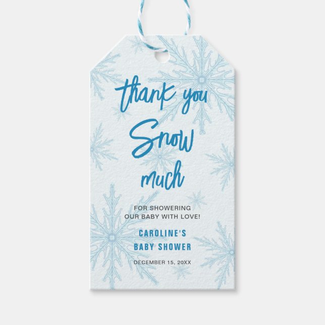 Thank You Snow Much Snowflakes Boy Baby Shower Geschenkanhänger (Vorderseite)
