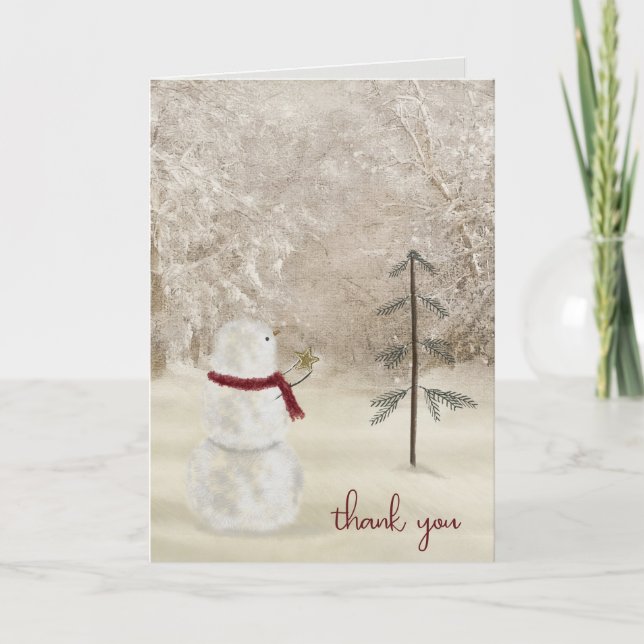 Thank You Snowman with Christmas star Karte (Vorderseite)