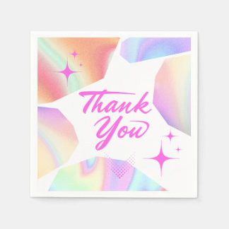 Thank You Star Pastel Gradient Party Paper Napkins Serviette