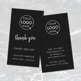 Thank You Stylish Black Modern Logo Business Rabattkarte