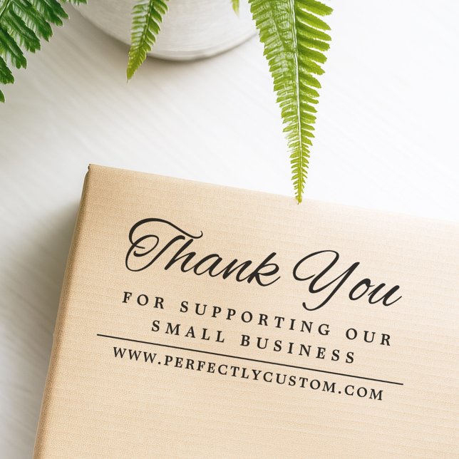 Thank you supporting business URL elegant font Gummistempel (Thank you supporting business URL elegant font Rubber Stamp)