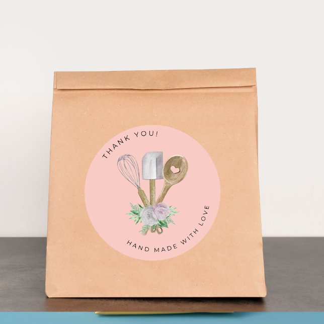 Thank you Watercolor Bakery  Runder Aufkleber (Von Creator hochgeladen)