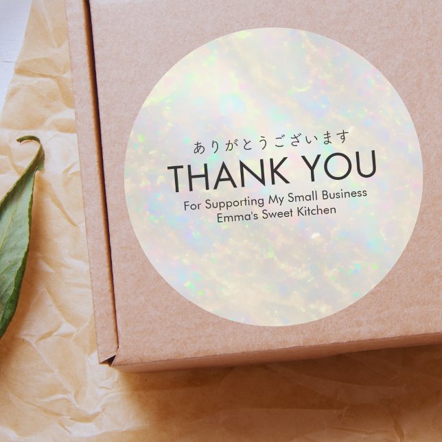 Thank You White Opal Holographic Small Business Runder Aufkleber (Von Creator hochgeladen)