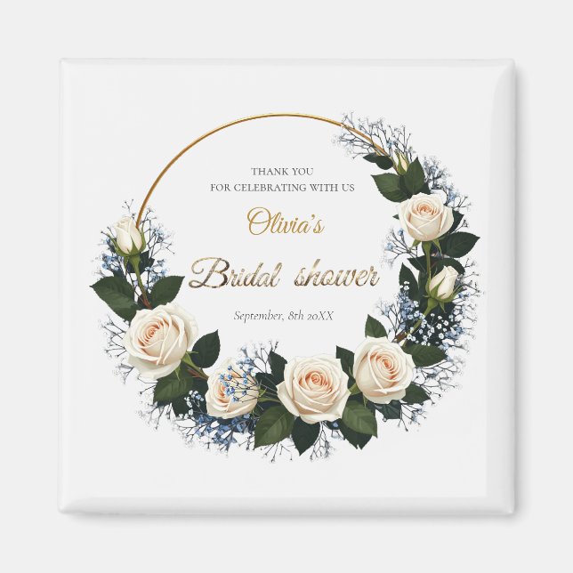 Thank You White Roses & Blue Baby’s Breath  Magnet (Vorne)