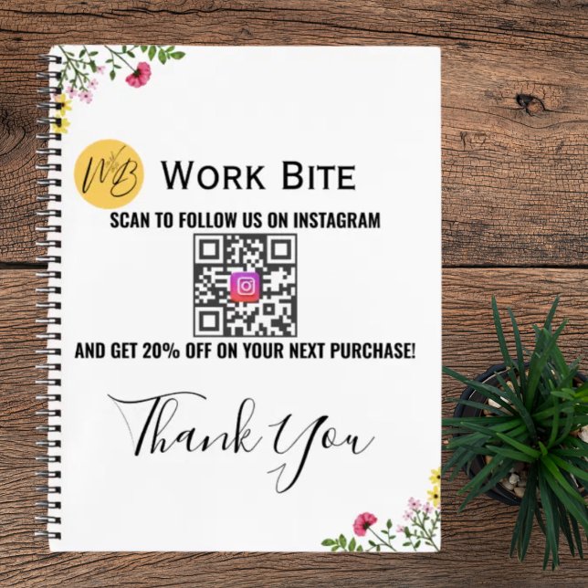 Thank You Wildflower Business Instagram Qr Code Notizbuch (Von Creator hochgeladen)
