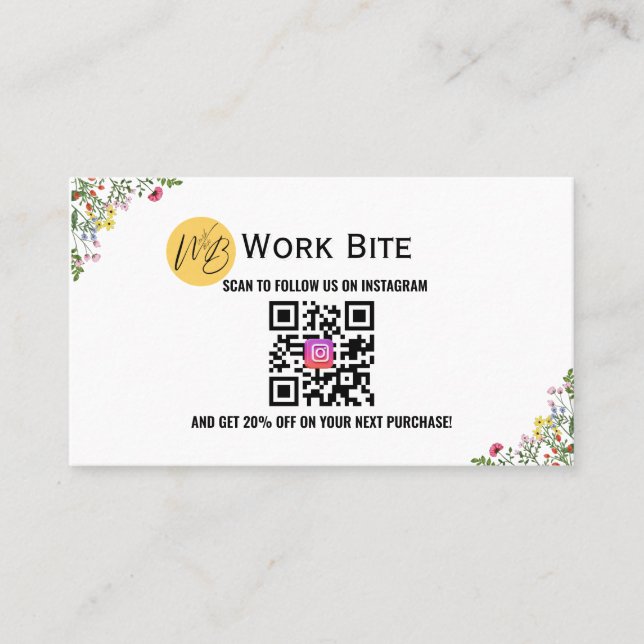 Thank You Wildflower Instagram Qr Code   Rabattkarte (Vorderseite)