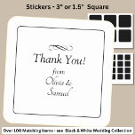 Thank You! with Names, Black White Infinity Scroll Quadratischer Aufkleber<br><div class="desc">Personalized Stickers - 3" or 1.5",   Round or Square.</div>