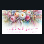 Thank You Your Custom Text Aquarell Flowers Art Rechteckiger Aufkleber<br><div class="desc">Your Custom Text Modern Elegant Aquarell Flowers Art Thank You Template Typography Script Classic Rectangle Sticker.</div>