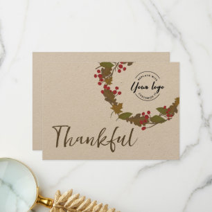 Thanker Fall Wreath Business Logo Rustikaler Herbs Dankeskarte