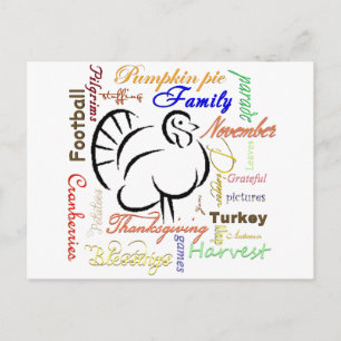 Thankesgiving words carte postale vacances