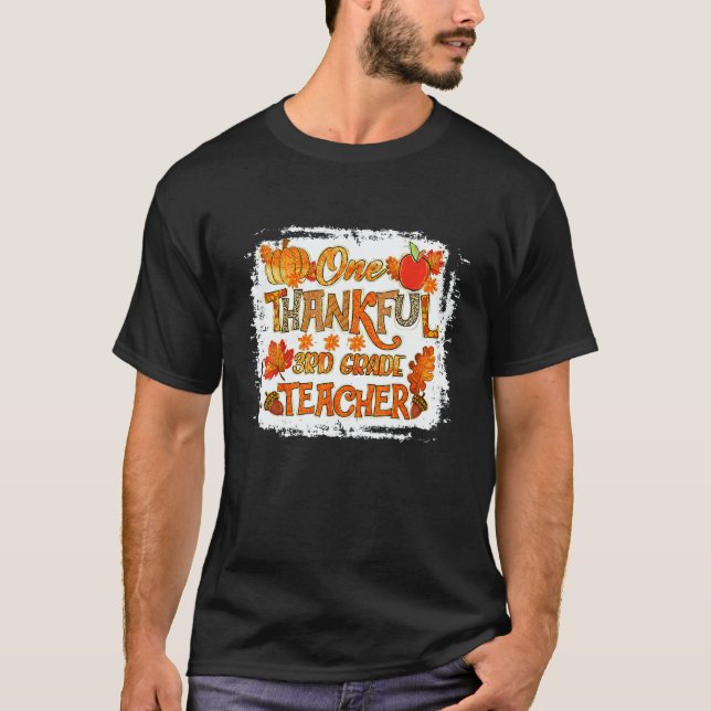 Thankful 3rd Grade Teacher Pumpkin Fall Leopard Th T-Shirt (Vorderseite)