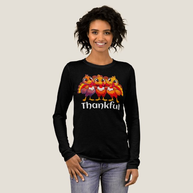 Thankful baby turkey funny cartoon  Tri-Blend shirt (Volle Vorderseite)