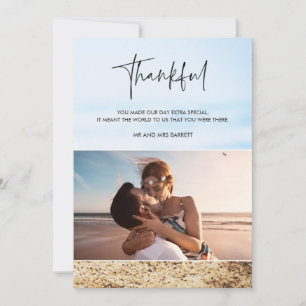 Thankful Beach Photo Mariage Carte de remerciement