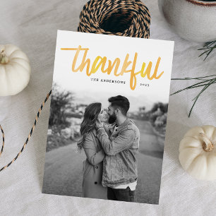 Thankful Brushed   Thanksgiving Photo Card Feiertagskarte