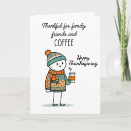 Thankful Doodle with Coffee - Happy Thanksgiving Karte
