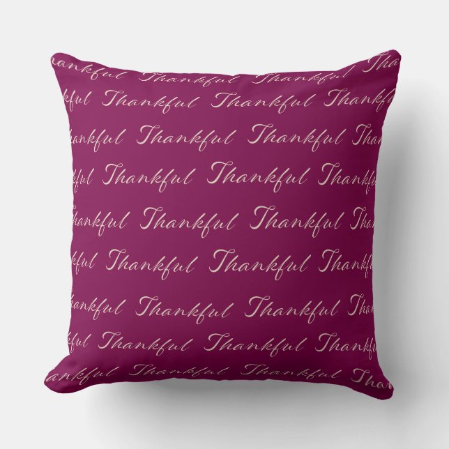 Thankful Elegant Script Pattern Burgundy  Kissen (Vorderseite)