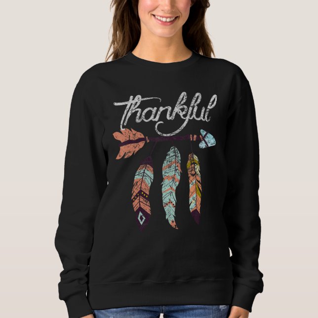 Thankful Feather & Arrow Fall  Vintage Thanksgivin Sweatshirt (Vorderseite)