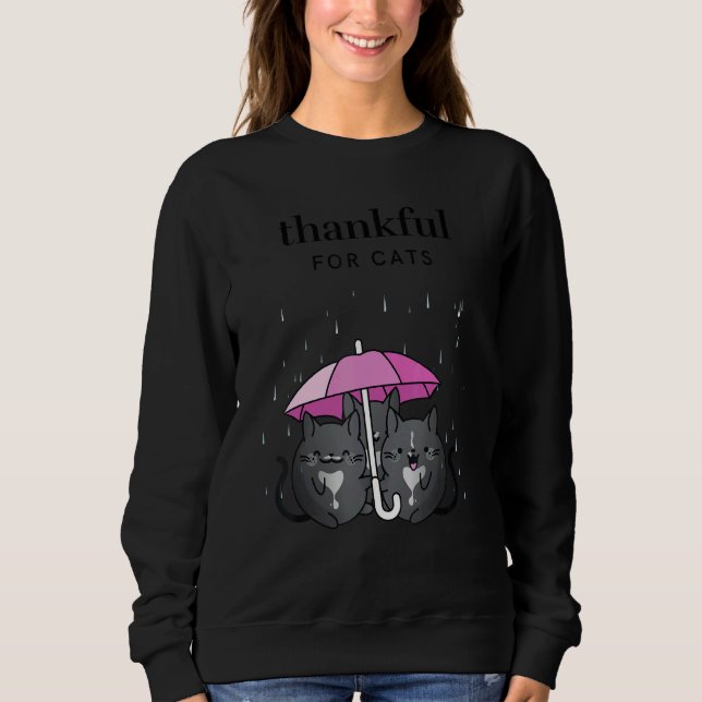 Thankful for Cats Women's Thanksgiving Tuxedo Cat  Sweatshirt (Vorderseite)