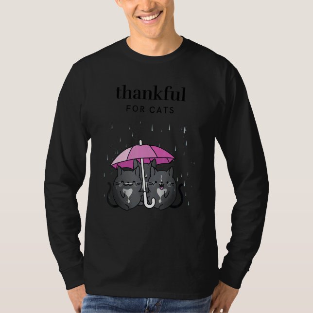 Thankful for Cats Women's Thanksgiving Tuxedo Cat  T-Shirt (Vorderseite)