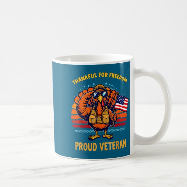 Thankful For Dom Proud Veteran Patriotic Thanksgiv Kaffeetasse (Rechts)