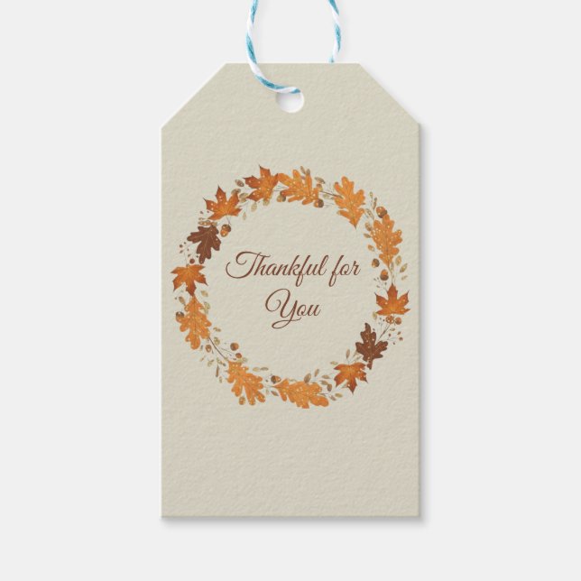 Thankful for You Fall Thank You Cards Geschenkanhänger (Vorderseite)