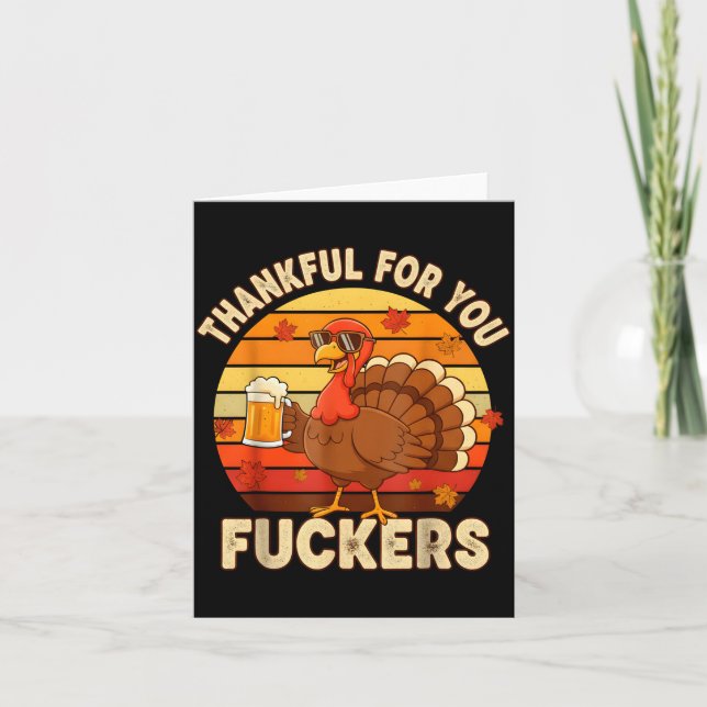 Thankful For You Forers Thanksgiving Happy Turkey  Karte (Vorderseite)