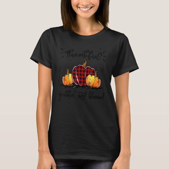 Thankful Grateful And Blessed Pumpkin Fall Leopard T-Shirt (Vorderseite)