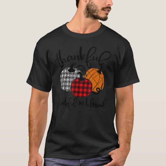 Thankful Grateful And Blessed Pumpkin Fall Leopard T-Shirt (Vorderseite)