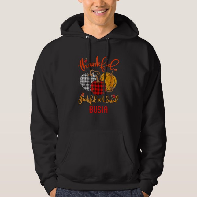 Thankful Grateful Blessed Busia Autumn Fall Pumpki Hoodie (Vorderseite)