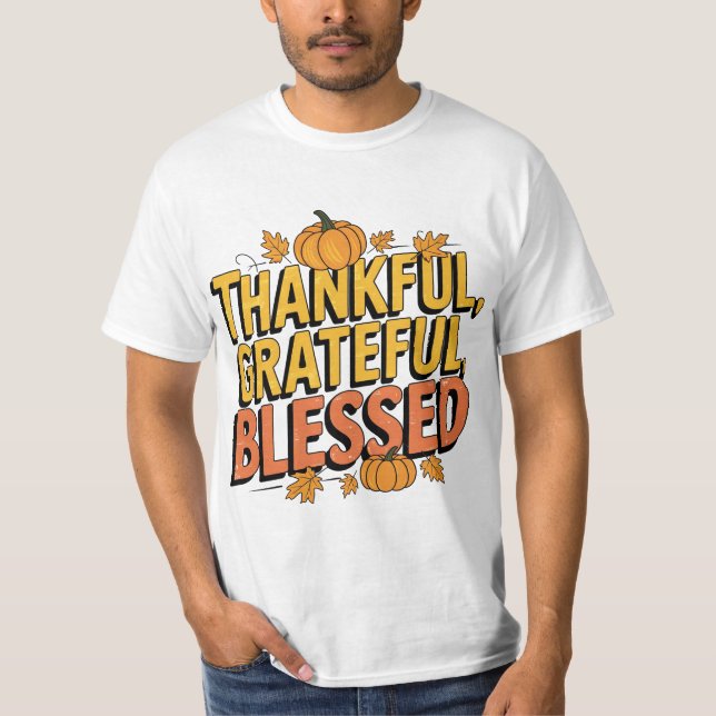 Thankful Grateful Blessed Fall T-shirt Design (Devant)