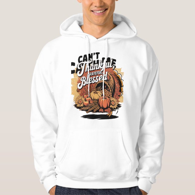 Thankful Grateful Blessed Fall T-Shirt Design Hoodie (Vorderseite)