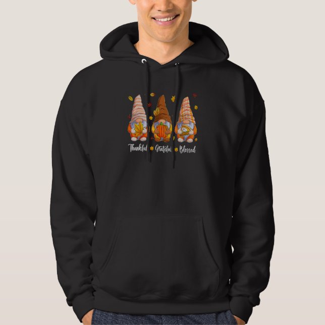 Thankful Grateful Blessed  Gnomies Fall Thanksgivi Hoodie (Vorderseite)