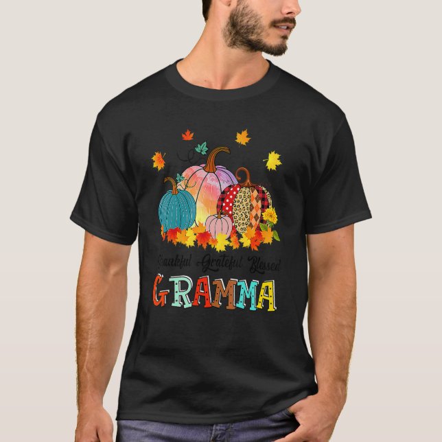 Thankful Grateful Blessed Gramma Pumpkins Thanksgi T-Shirt (Vorderseite)