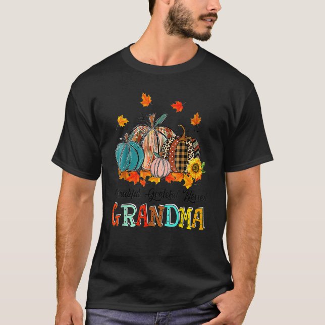 Thankful Grateful Blessed Grammy Pumpkins Thanksgi T-Shirt (Vorderseite)
