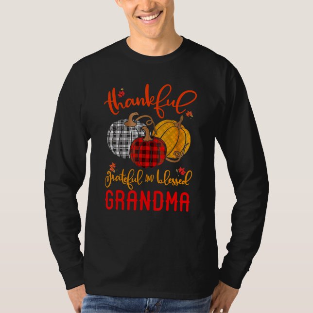 Thankful Grateful Blessed Grandma Autumn Fall Pump T-Shirt (Vorderseite)