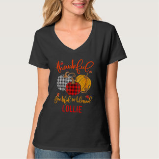 Thankful Grateful Blessed Lollie Autumn Fall Pumpk T-Shirt