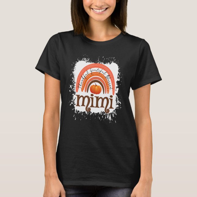 Thankful Grateful Blessed Mimi Fall Pumpkin Thanks T-Shirt (Vorderseite)