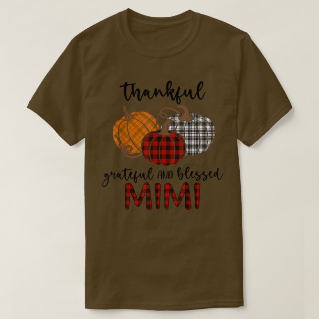 Thankful Grateful Blessed Mimi Plaid Shirt Thanksg (Design vorne)