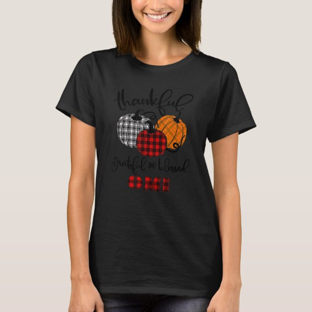 Thankful Grateful Blessed Omi Autumn Fall Pumpkin  T-Shirt (Vorderseite)
