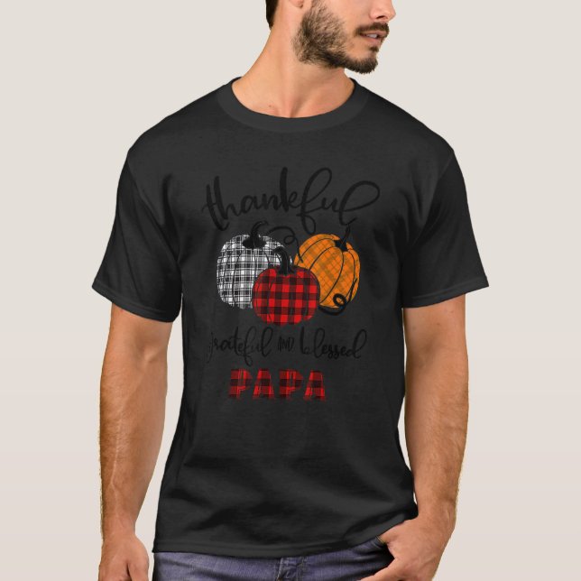 Thankful Grateful Blessed Papa Autumn Fall Pumpkin T-Shirt (Vorderseite)