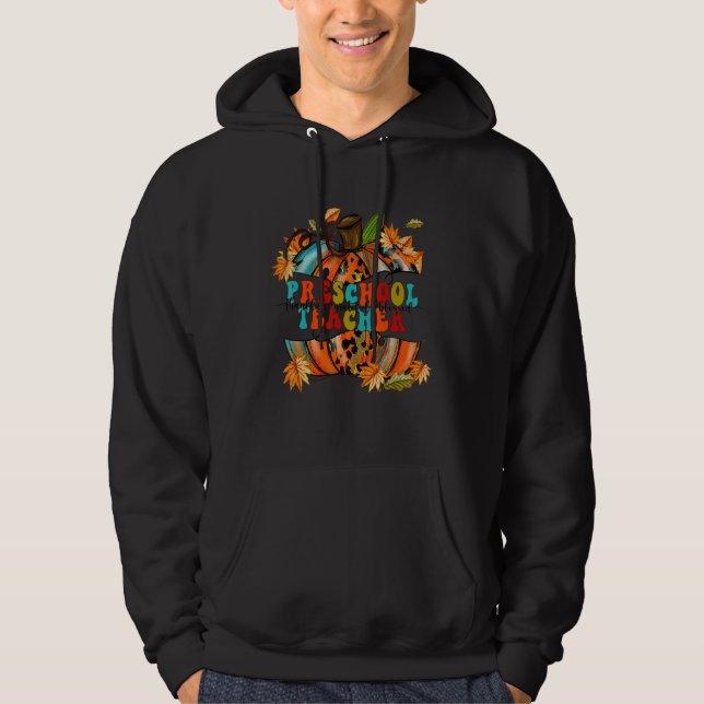 Thankful Grateful Blessed Preschool Teacher Autumn Hoodie (Vorderseite)