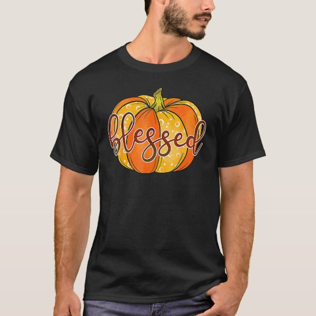 Thankful Grateful Blessed Pumpkin Fall Season Than T-Shirt (Vorderseite)