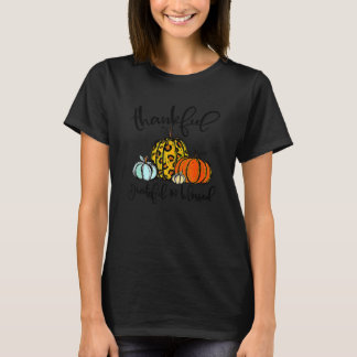 Thankful Grateful Blessed Pumpkin Leopard Thanksgi T-Shirt