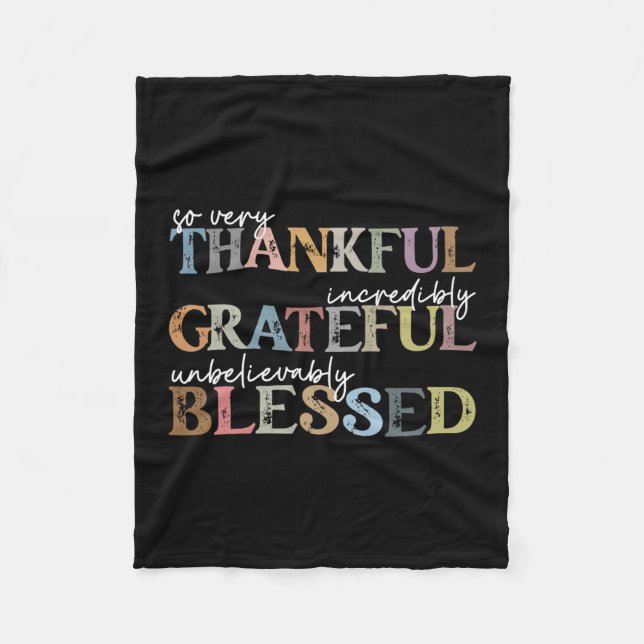 Thankful Grateful Blessed Thanksgiving Autumn Fall Fleecedecke (Vorderseite)