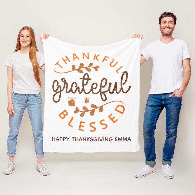Thankful Grateful Blessed Thanksgiving Fall Fleecedecke (Beispiel)