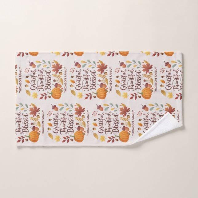 Thankful Grateful Blessed Thanksgiving Fall Handtuch (Handtuch)