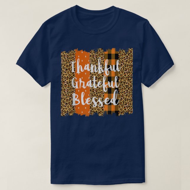 Thankful Grateful Blessed Women Leopard Buffalo Th T-Shirt (Design vorne)