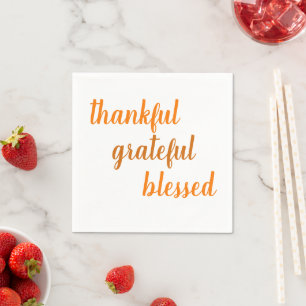 Thankful Grateful Meured Thanksgiving Serviette